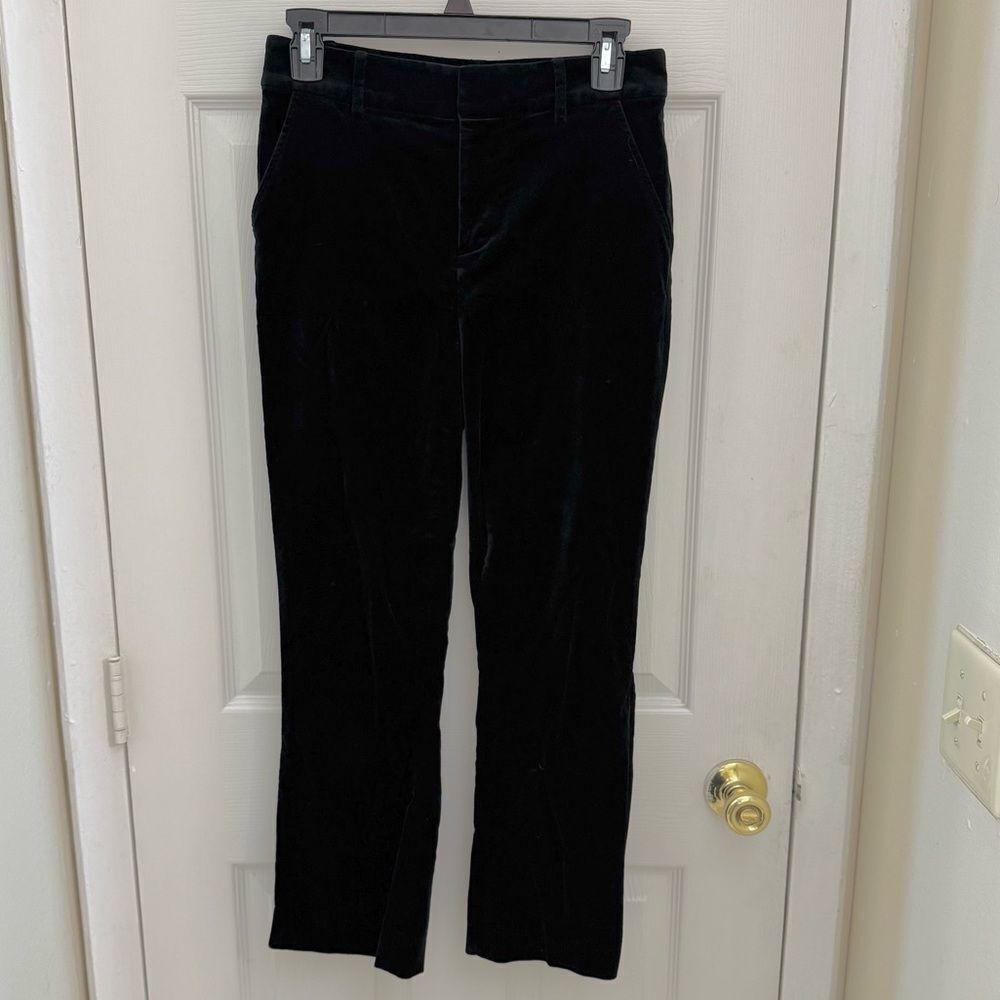 FRAME Women’s Velvet Straight Leg Pants Size 2 Black Soft Layering Fall Winter